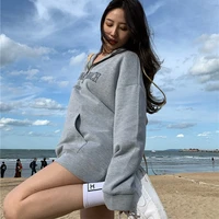 spring and autumn new american lazy wind letter printing trend simple casual versatile pullover solid color long sleeve sweater