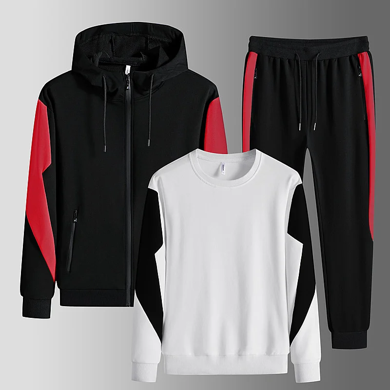 

Новинка 2023, мужской спортивный повседневный костюм большого размера, кардиган с капюшоном, уличная спортивная одежда из трех предметов, красивый мужской свитшот, костюмы для
