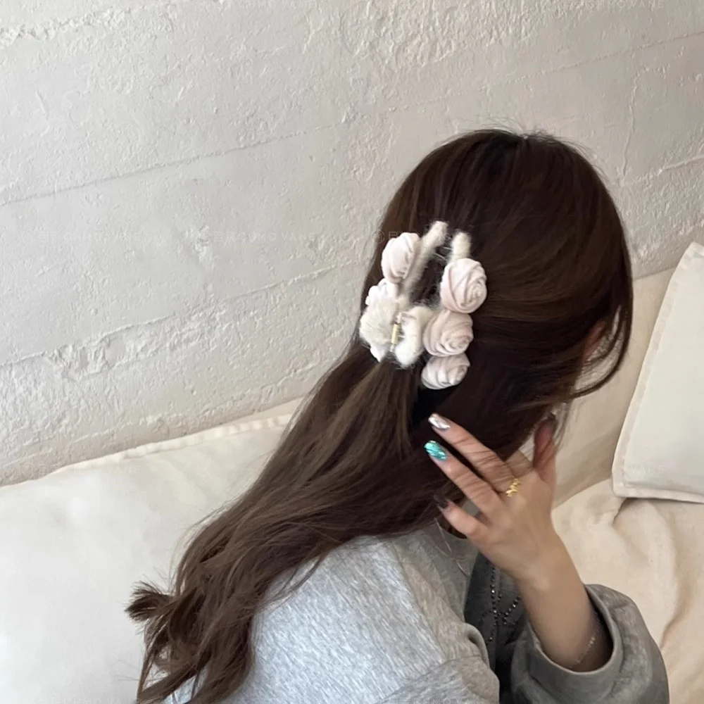 И ~~ Романтический фиолетовый ~ Бархатные цветы ручной работы Коготь для волос