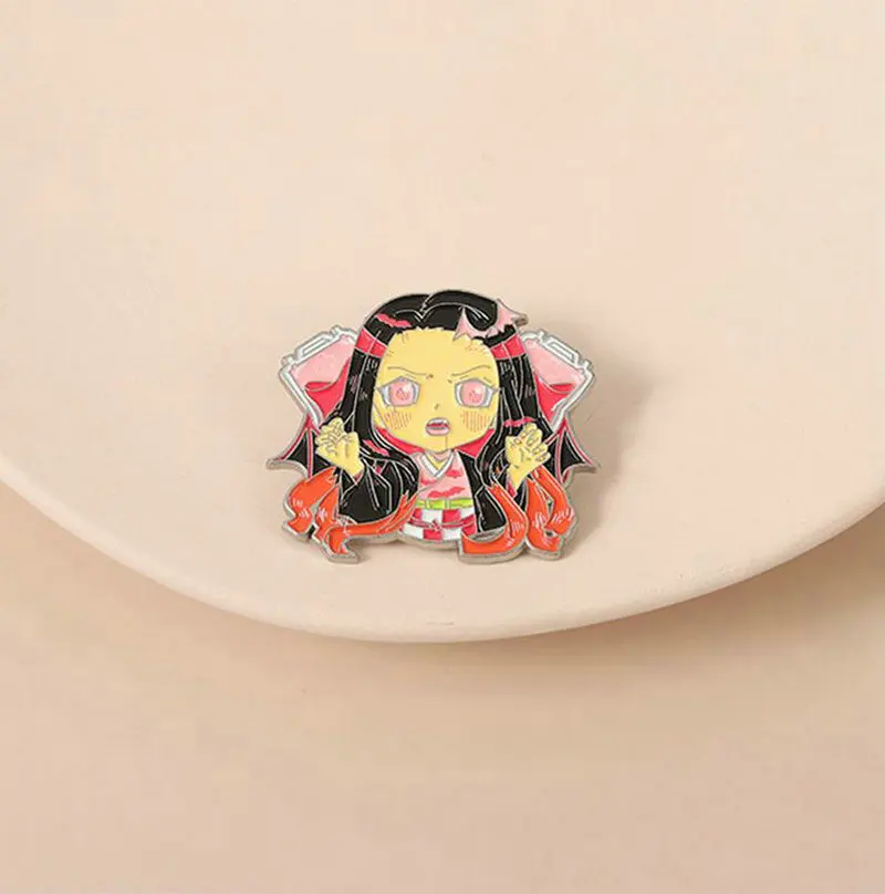 

10 PCS / LOT Kamado Nezuko Enamel Pins Custom Anime Girl Brooches Lapel Badges Cartoon TV Series Character Jewelry