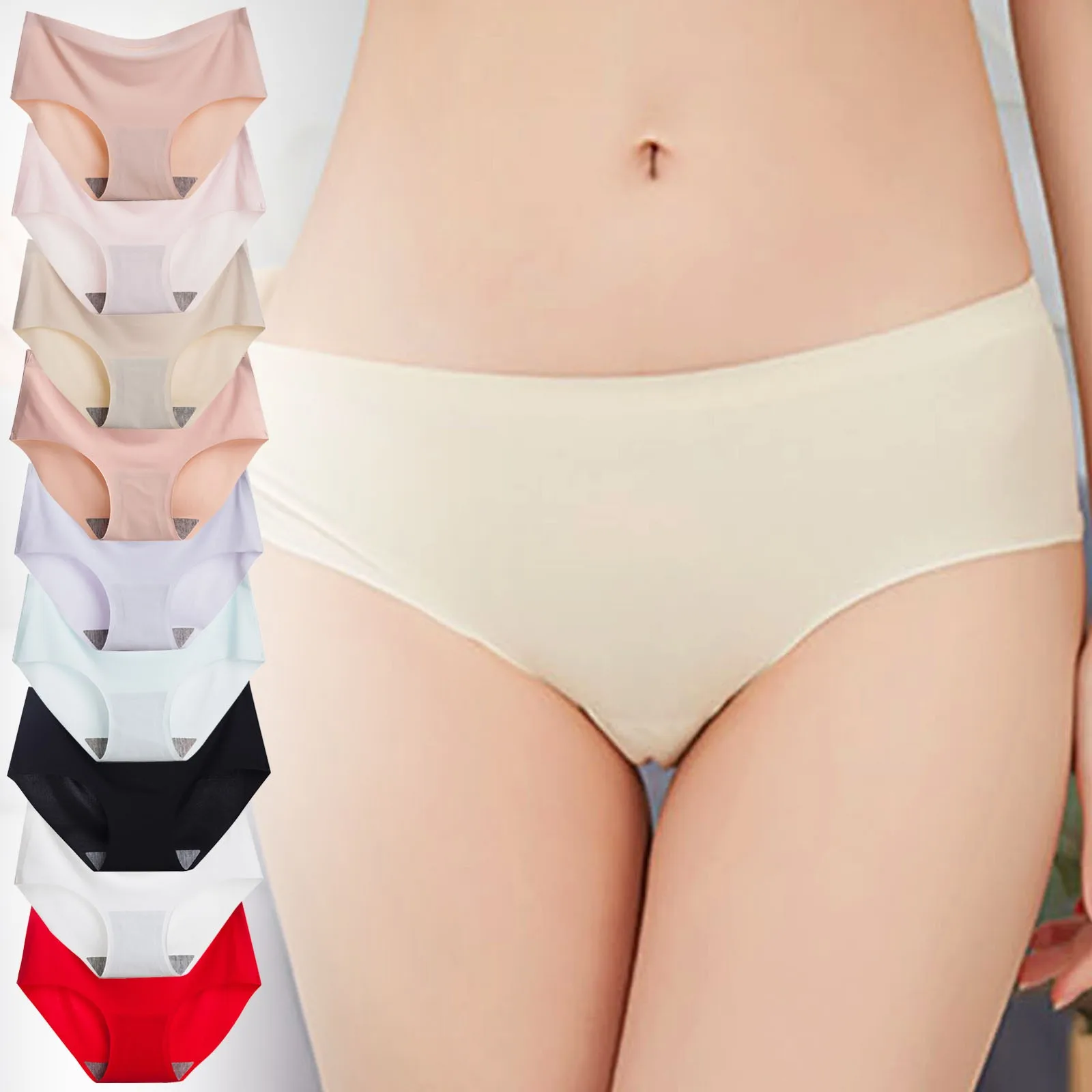 

Woman Underwear Solid Color Erotic Soft Mid Waist Intimate Briefs Underwear Cotton Lace Underwear Briefs Sweet Lady Lenceria