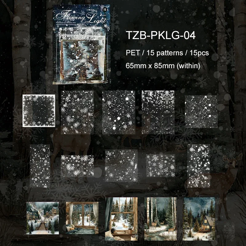 JIANWU Moment of Light Series Vintage Rain Snow Street Landscape Material Collage PET Sticker Creative DIY Journal Stationery