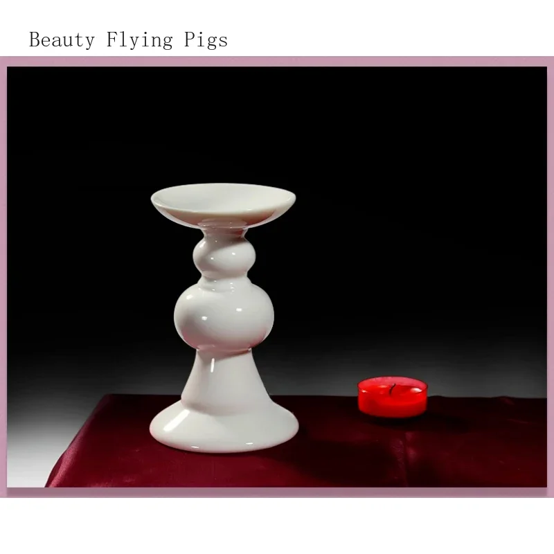 1 szt. Ceramiczna platforma lampy z liści lotosu na wysokich nóżkach buddyjska przedpokój offering buddy masło świeczniki