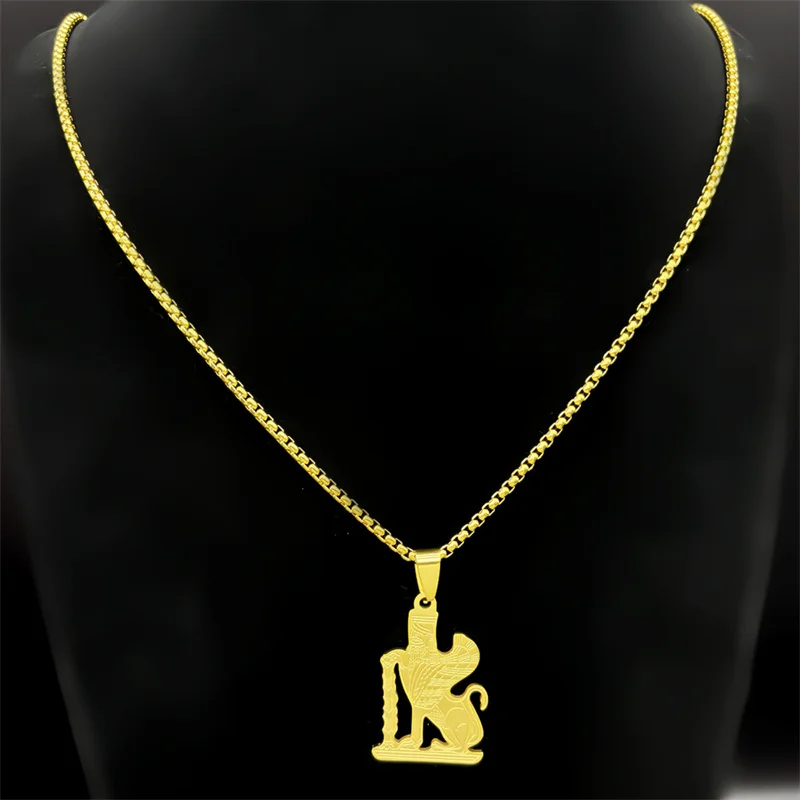 Египетское оригинальное ожерелье мужское колье из нержавеющей стали золотого