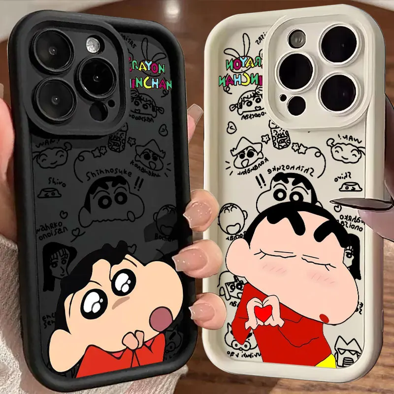 Мягкий чехол с японским аниме C-Crayon-Shin-chans для iPhone 16 чехлы 15 14 13 12 Mini 11 Pro Max Plus XS