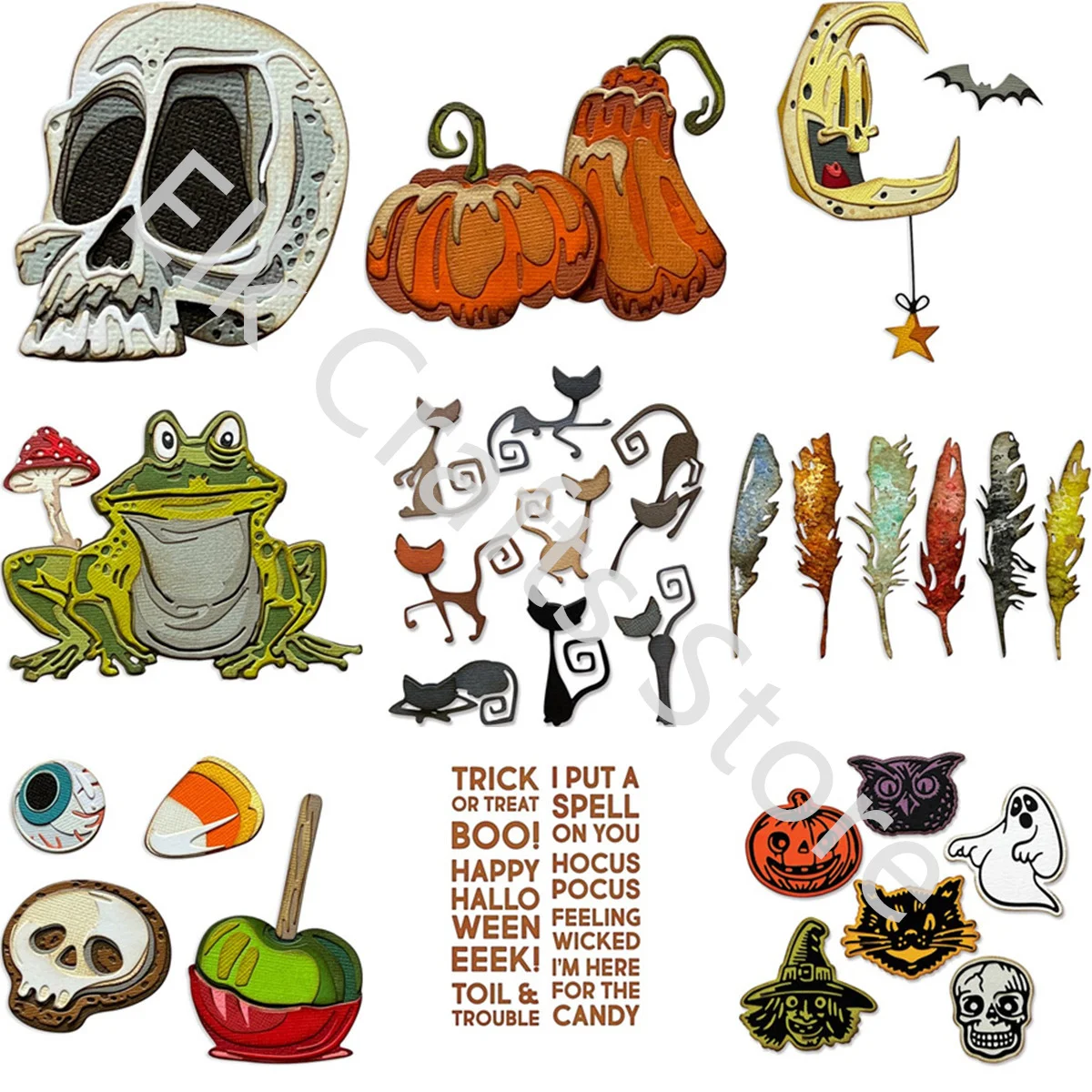 9PC Set Halloween Metal Cutting Dies No Clear Stamps For DIY Scrapbooking Paper Craft Handmade Card Album Art 2022 New Christmas