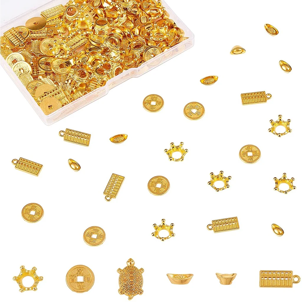 

181pcs Resin Fillers Golden Resin Charms Alloy Epoxy Resin Supplies Abacus Accessories Charms for Resin Jewelry Making