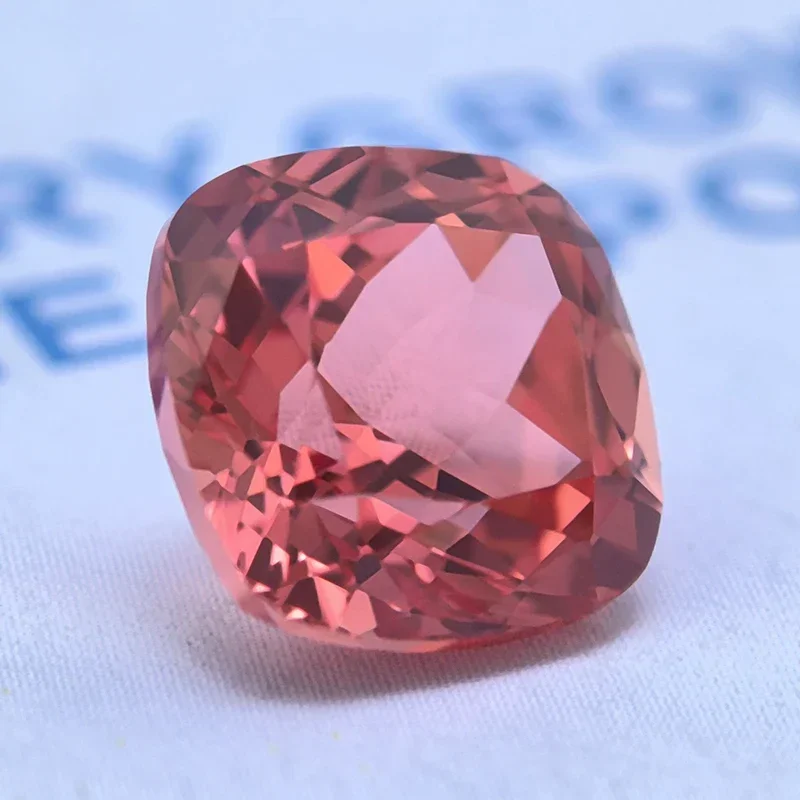 Фото Выращен в лаборатории Padparadscha квадратная подушка в форме огненного лотоса, драгоценный камень для подвесок, изготовление ювелирных изделий своими руками, выборный сертификат AGL №2