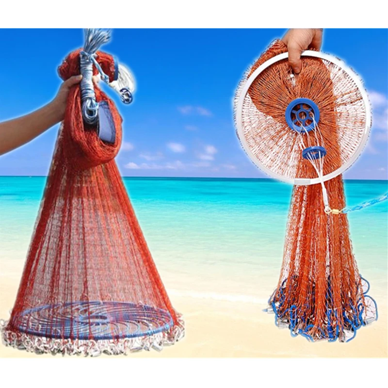 Рыболовные сети Finefish ручная сеть для заброса приманки с кольцом и грузилами