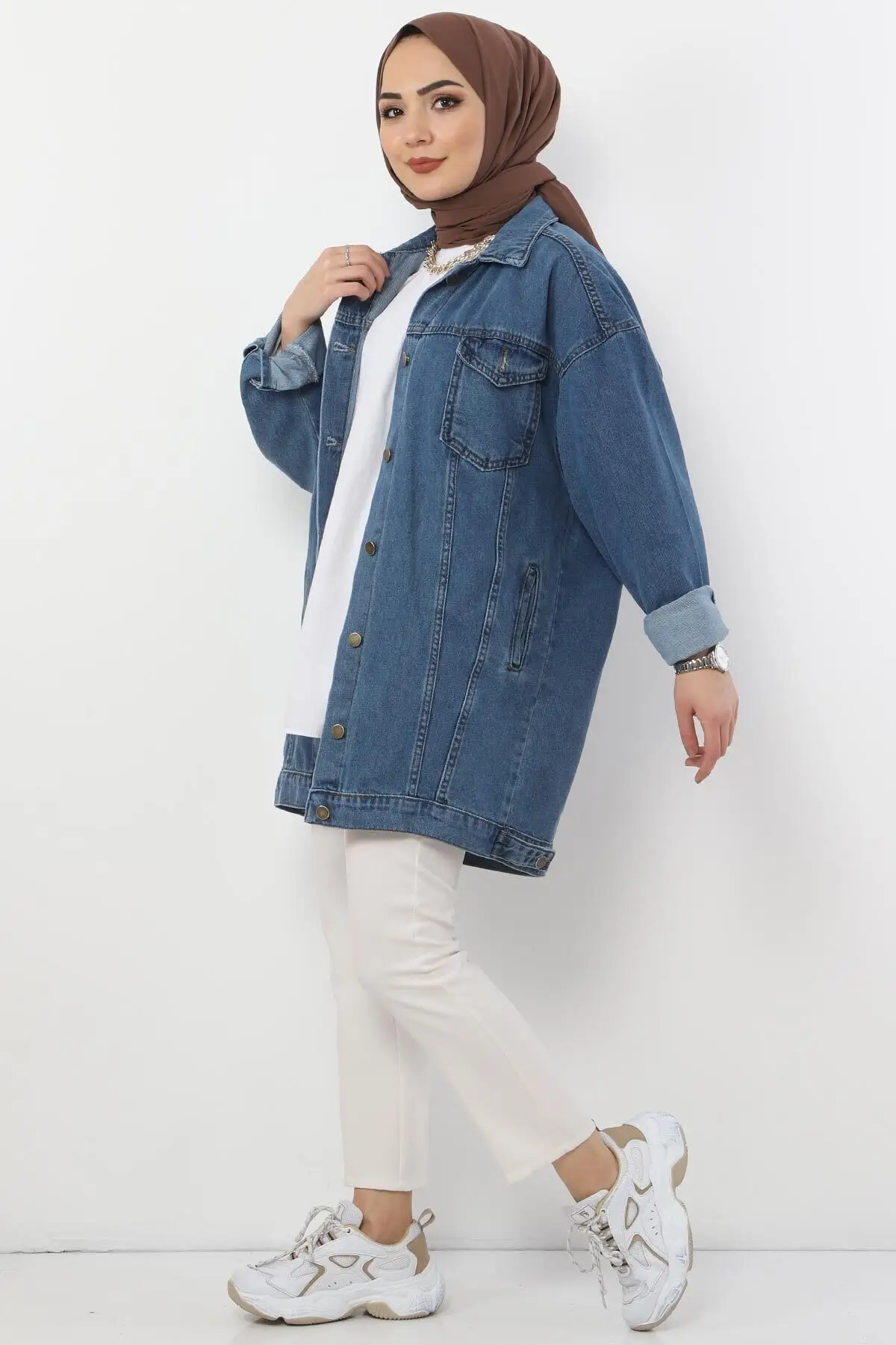 

Джинсовая куртка Tsd2519 светильник синий хиджаб и жилет одежда