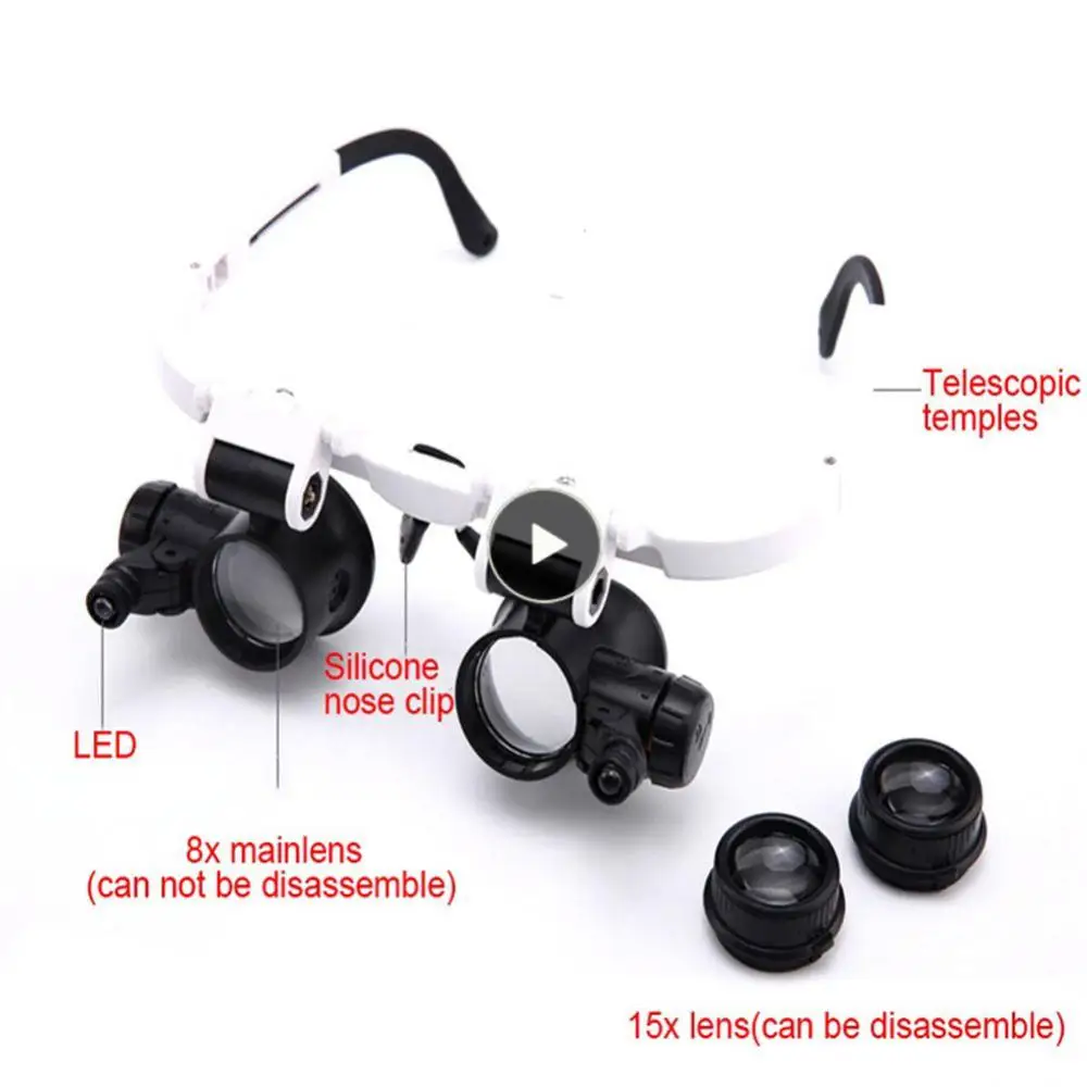 

Loupe Glasses 2 Led Lights 8x 15x 23x Magnifier Loupe Head Wearing Magnifier Microscope Magnifying Repair Loupe Tool