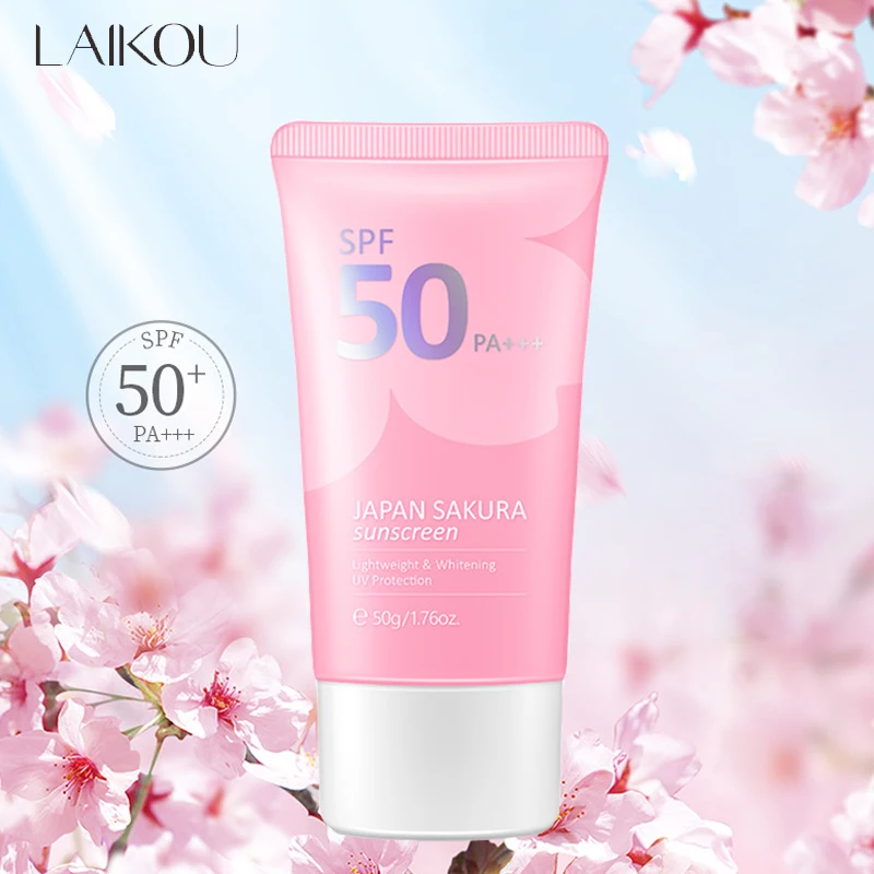 

SPF50 Summer Sunscreen Japanese Sakura Facial Sun Block Isolation Body Lotion Cream Bleaching Face Care Product 50g