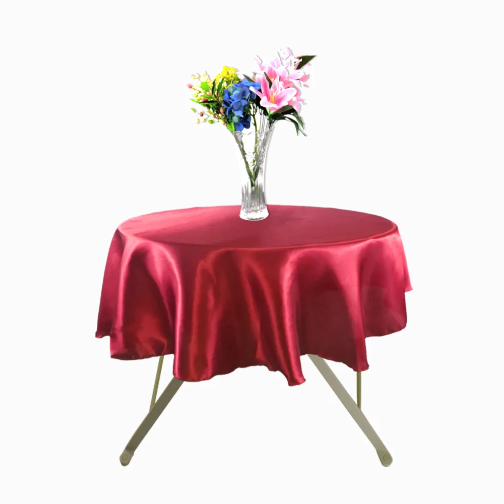 Multicolor Round Satin Tablecloth Wedding Party Table Cloth Tableware Decoration Home Banquet Cover Restaurant Table Decor 145cm images - 6