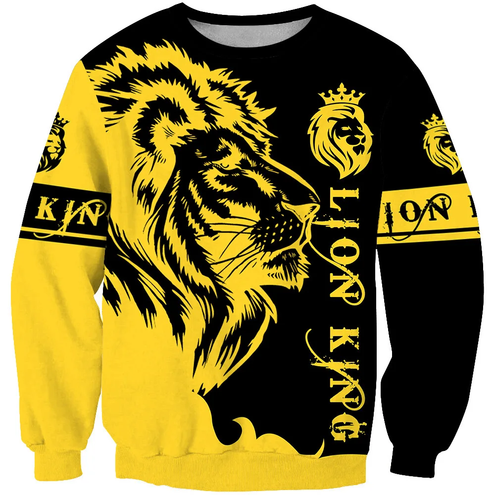 

2022 Halloween Party Costume Lion Animal Hoodless Sweatshirt Gradient Color 3D Sweater Fashion Casual Round Neck Pullover Men