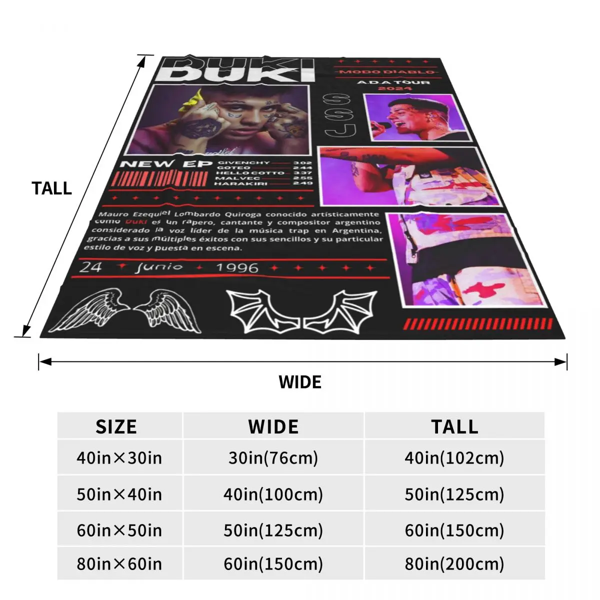 Плед Duki Singer Rapper флисовое текстильное украшение альбом Tour 2024 уютные супер мягкие