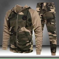 2 pieces sets tracksuit men hooded sweatshirtpants pullover hoodie sportwear suit male camouflage joggers winter sets clothes