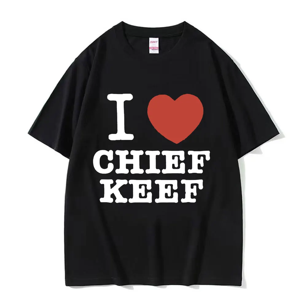 

Футболка I Love Chief Keef Мужская, модная тенниска в стиле хип-хоп с коротким рукавом, в эстетике, винтажная хлопковая майка оверсайз, уличная одежда унисекс