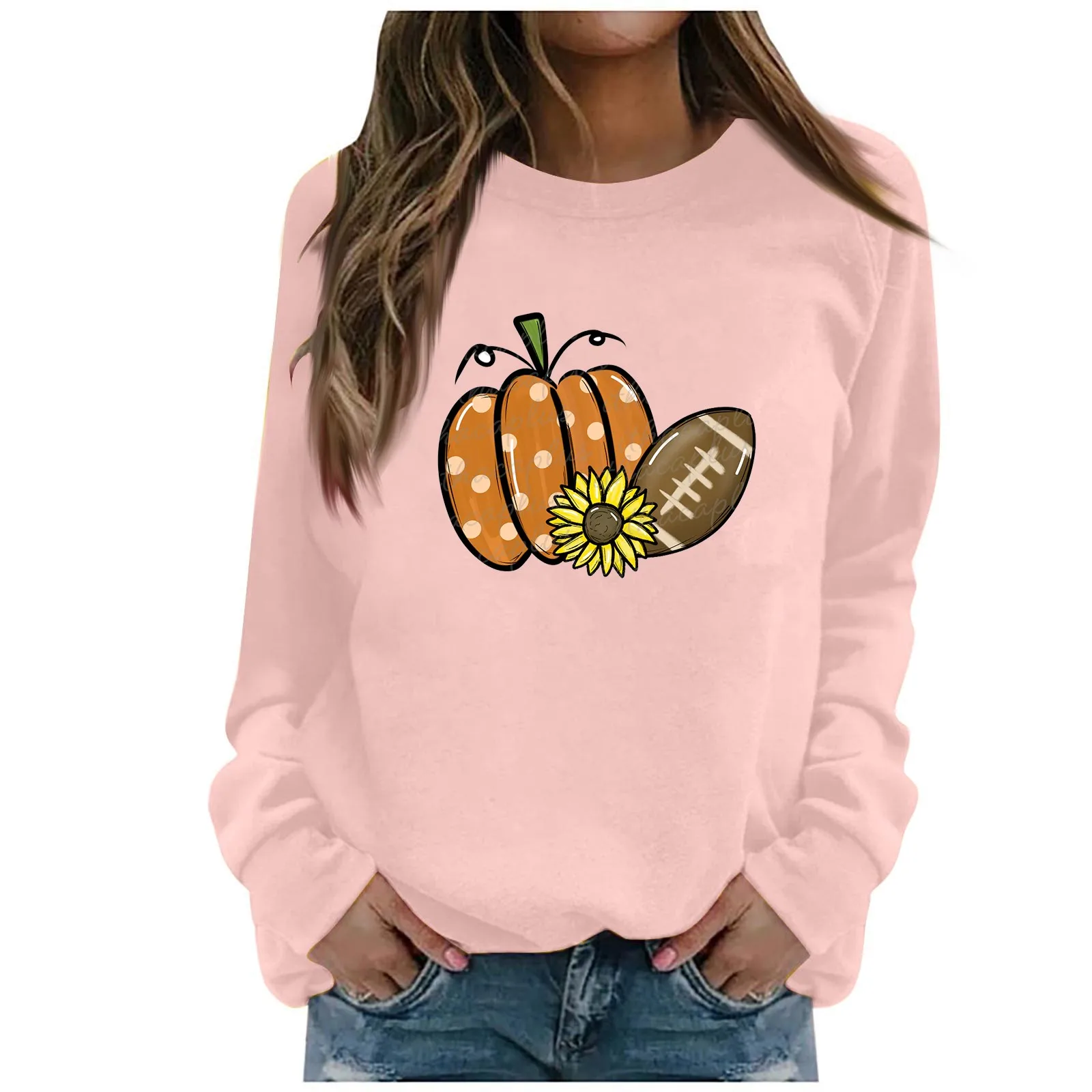 

Женские повседневные модные толстовки с длинным рукавом и принтом на Хэллоуин, пуловер, топ, женские толстовки с круглым вырезом