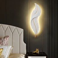 wall lamp long hanging lights simple nordic feathers miniature lampshade resin mold wall lights living room bedroom decoration