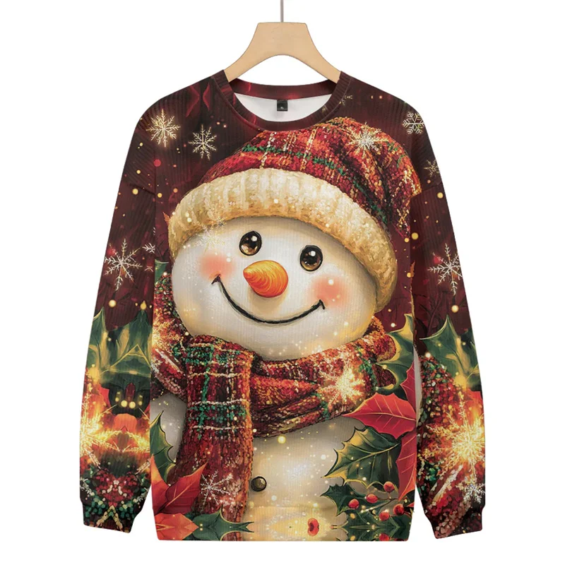 Canta Claus Ugly Christmas Sweater For Men 3d Printed Xmas Snowman Pullovers New Year Gift Crew Neck Sweatshirt Children Tops