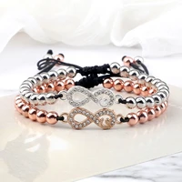 women zircon charms beaded bracelets classic goldsiver color hematite round beads braid bracelets friendship party jewelry gift