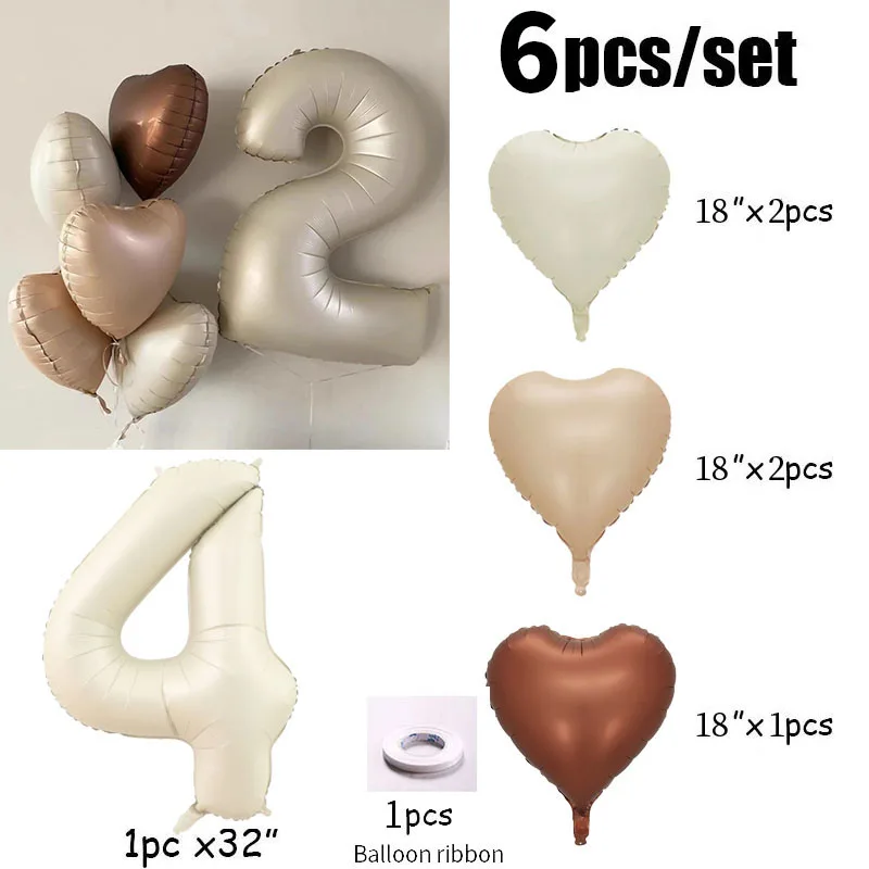 

Фольгированные шары с номером в форме сердца Yaobener, 6 шт., кремовые, 32 дюйма
