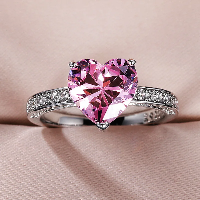 

Fashion Glamour Shiny AAA Zircon Silver Color Ring Luxury New Design Ladies Engagement Party Jewelry Gift