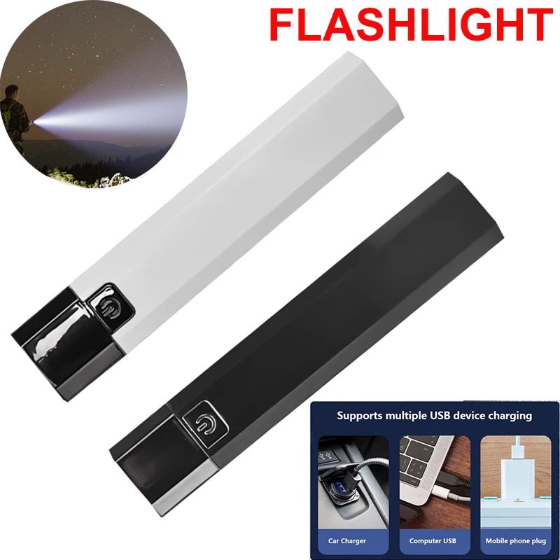 

Portable USB Rechargeable Flashlight Multi-function High Spotlight Torch USB Charging Outdoor Camping At Night 18650 Battery