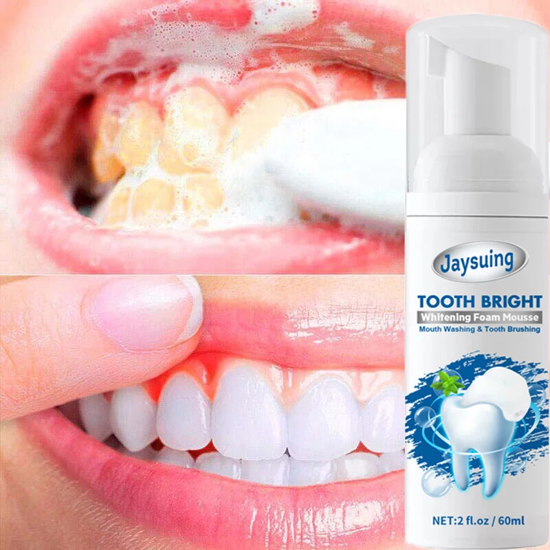 

Teeth Whitening Mousse Toothpaste Removal Yellow Plaque Smoke Coffee Stains Fresh Breath Cleaning Oral Hygiene Dental Care 60ml