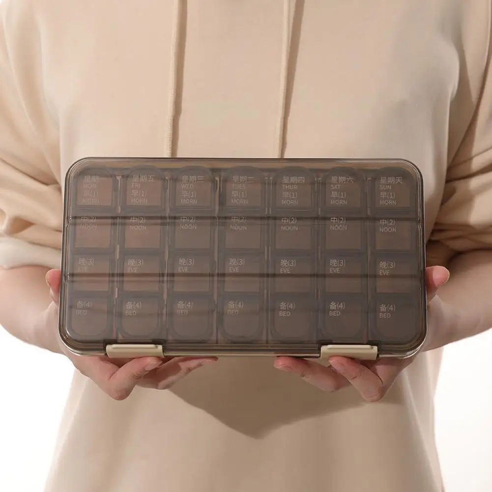 

21 Grids/28 Grids Useful Pill Case Moisture-proof Portable Pill Organizer 7 Days Weekly Pill Case Daily Use Pill Box