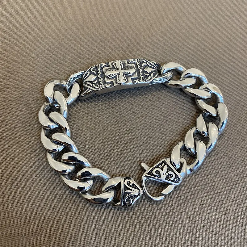

Amazing Stainless Steel Men's Cuban link chain Bracelet Silver 25cm