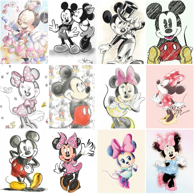 

Алмазная 5D Вышивка «сделай сам» Disney, полноразмерная картина с мультяшным изображением Микки Мауса, квадратные/круглые стразы, декоративное...