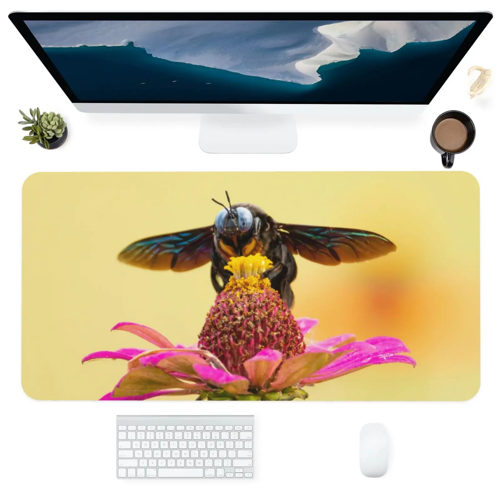 

Art Table Mats Fabric Mouse Pad Office Carpet Desk Pad Mouse Mat Insect Little Bee Big Mousepad Rubber Mat for Computer Table
