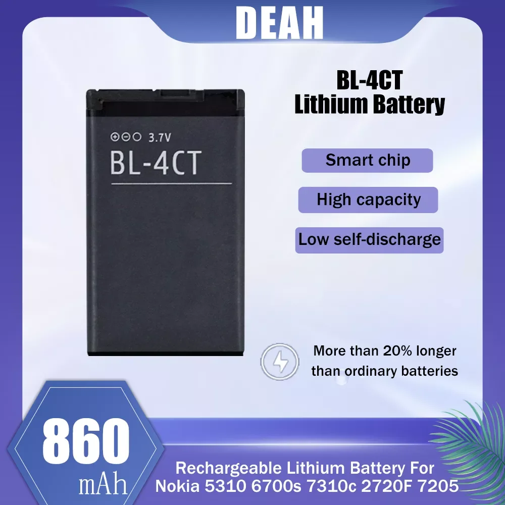 

NEW2023 1-20PCS 860mAh BL-4CT BL 4CT BL4CT Rechargeable Lithium Phone Battery For Nokia 5310 6700s 7310c 2720F 5630XM 6600F 7205