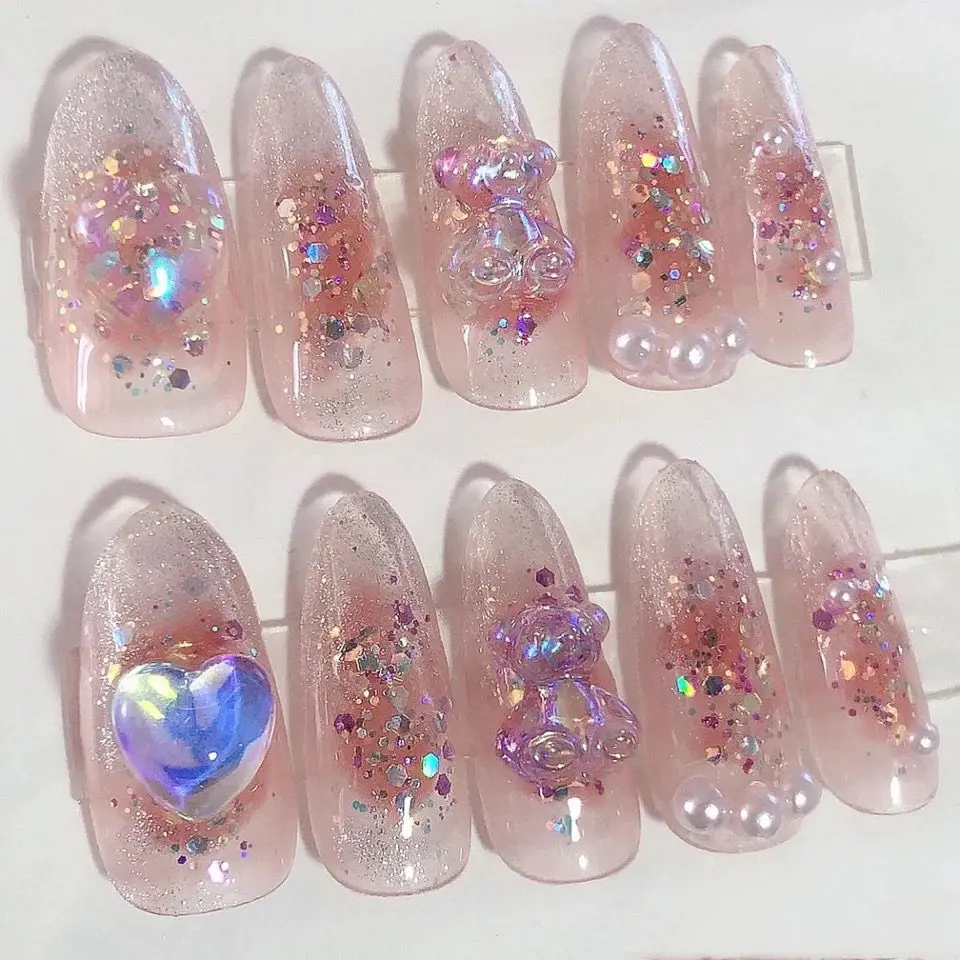 

Fake Nails Nail Stickers Ice Transparent Shiny Glass Nails Fake Nail Tips Nail Acrylic Nails Accessories Nail Salon Supplies