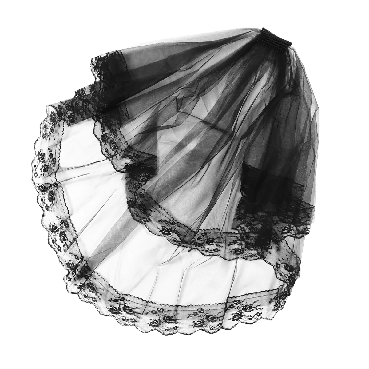 

Halloween Barrettes Comb Lace Two Layers Headdress Belt Face Cover Headband Veil Bride Veils Wedding Crown Woman