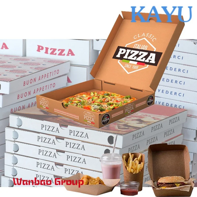 Box for 10 12 14 16 15 Inch Full Color Craft Foldable Food Packing Box Comprehable Pizza Box Container With Divider for Pizza