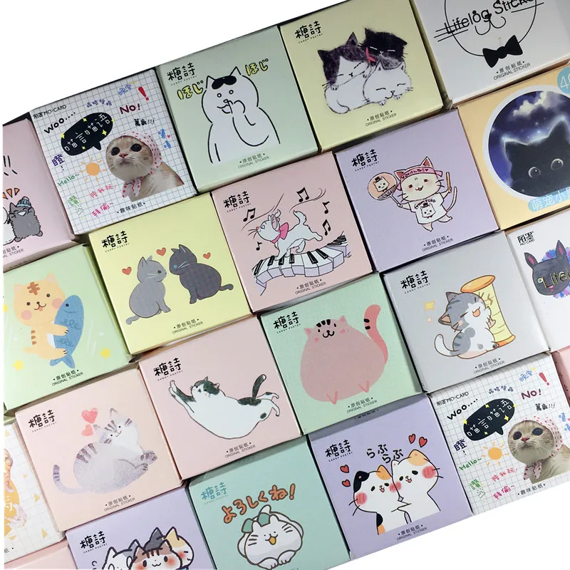 

Kawaii Cat collection Paper Small Diary Mini Japanese Cute box Stickers set Scrapbooking kawaii children's toy stickers