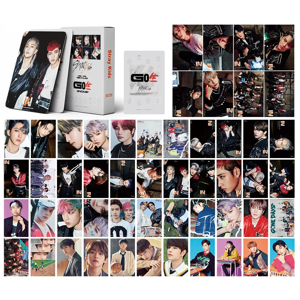 

54 шт./кор. Kpop Stray Kids новый альбом GO Live Lomo Card Felix Hyunjin Bang Chan Photocard Straykids открытка с двойным принтом