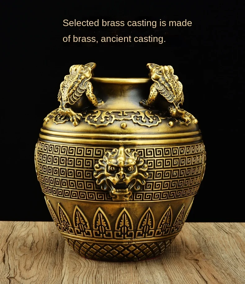 

Cornucopia Lucky Decoration Pure Copper Home Living Room Xuan Decoration Square Money Drawing Golden Toad Cornucopia Coin Bank