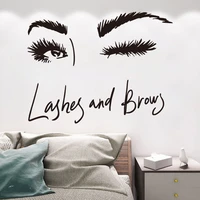fashion vinyl eyelashes wall stickers lash brows eyes quote wall decals for girls bedroom eyebrows store beauty salon decor