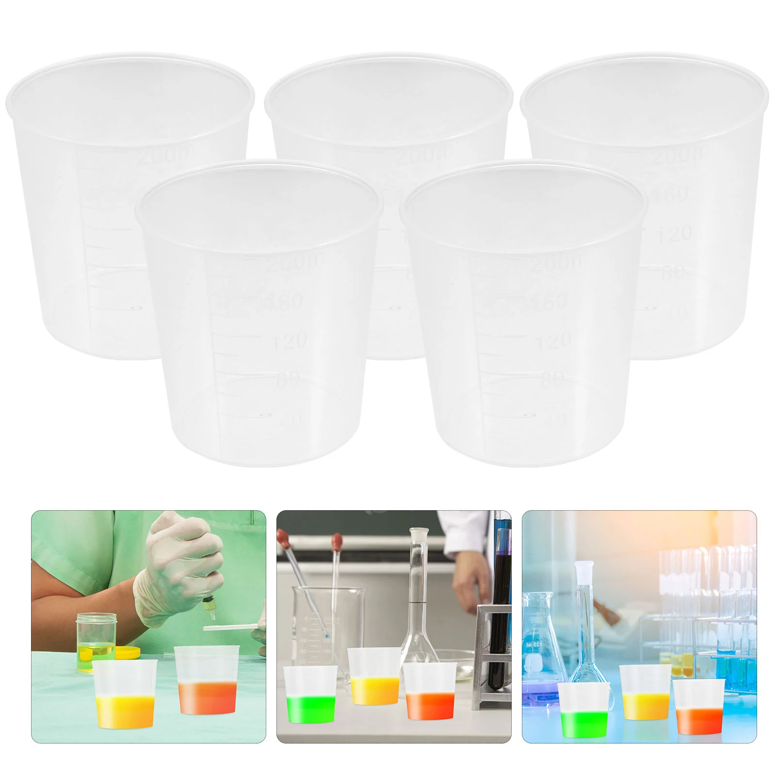 

20 Pcs Measuring Cup Graduated Clear Mixing Cups Measure Kitchen Lid Test Scale Liquid Sample Container