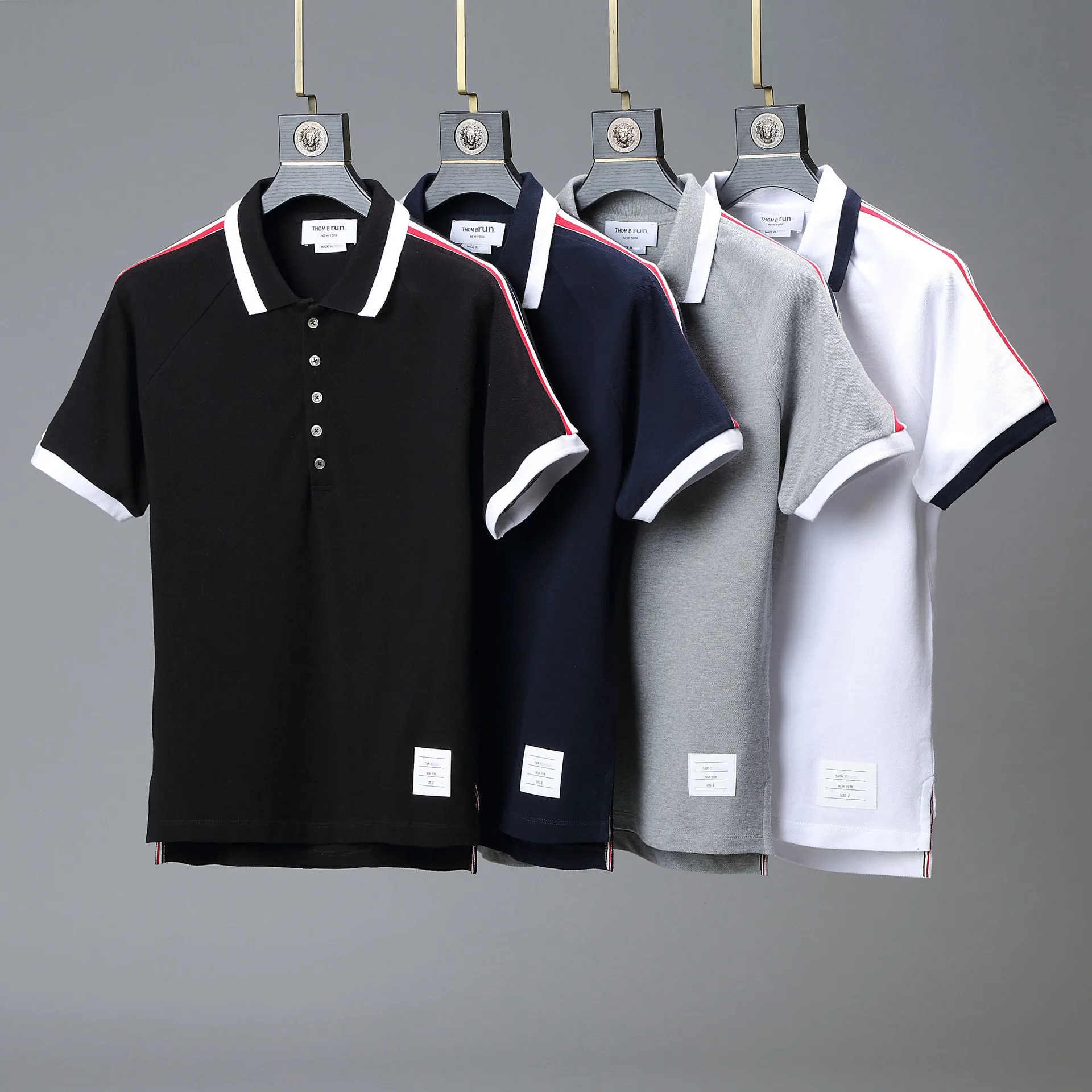 THOM BRUN's new TB summer Short-sleeved lapel polo shirt with white sleeves for men and women