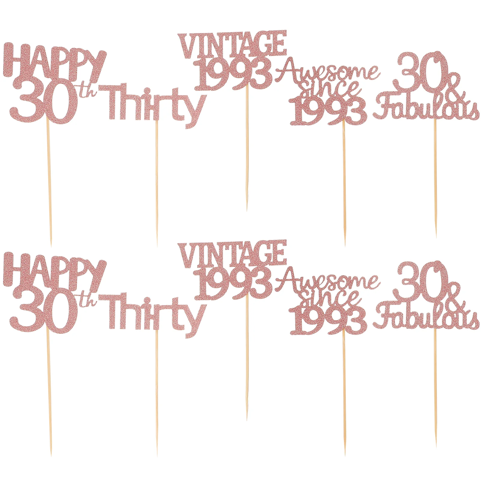

30pcs 30th Birthday Cupcakes Toppers 1993 Cupcake Picks Cake Decorations Party Supplies