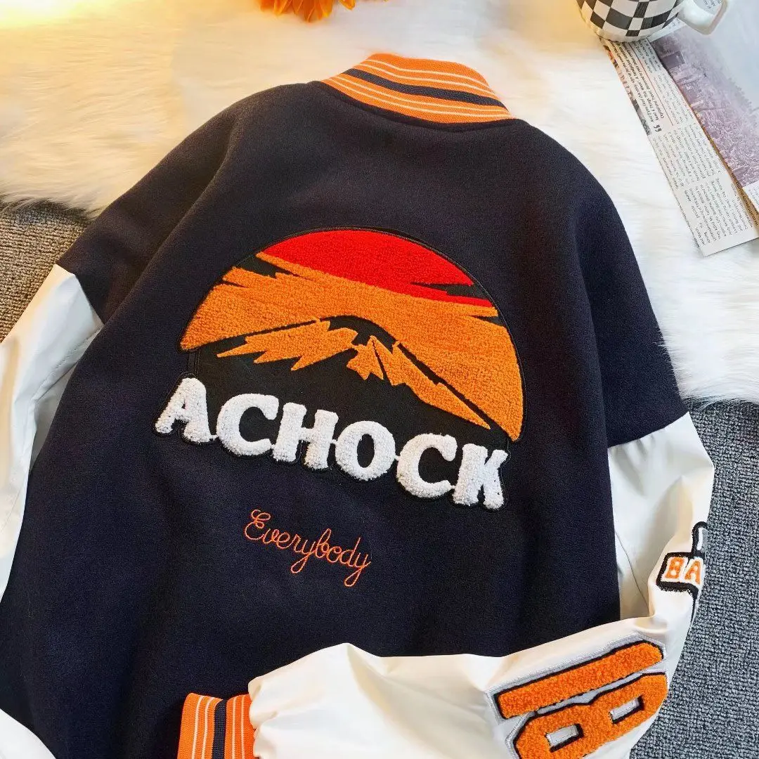 

Куртка Мужская/Женская в стиле хип-хоп, повседневная Готическая бейсбольная Униформа пилота, Лоскутная, с заката, зимний