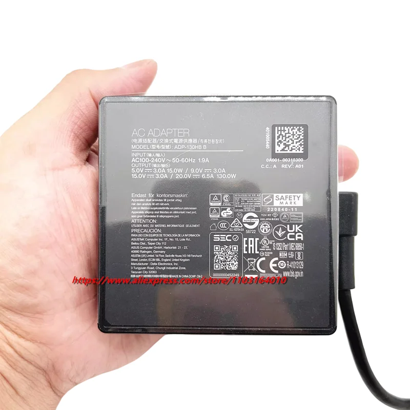 Фото Оригинальный адаптер питания 20В 6.5А USB-C Type C 130W ADP-130HB B AC/DC для ноутбука Asus ROG Flow Z13 GZ301VV №2