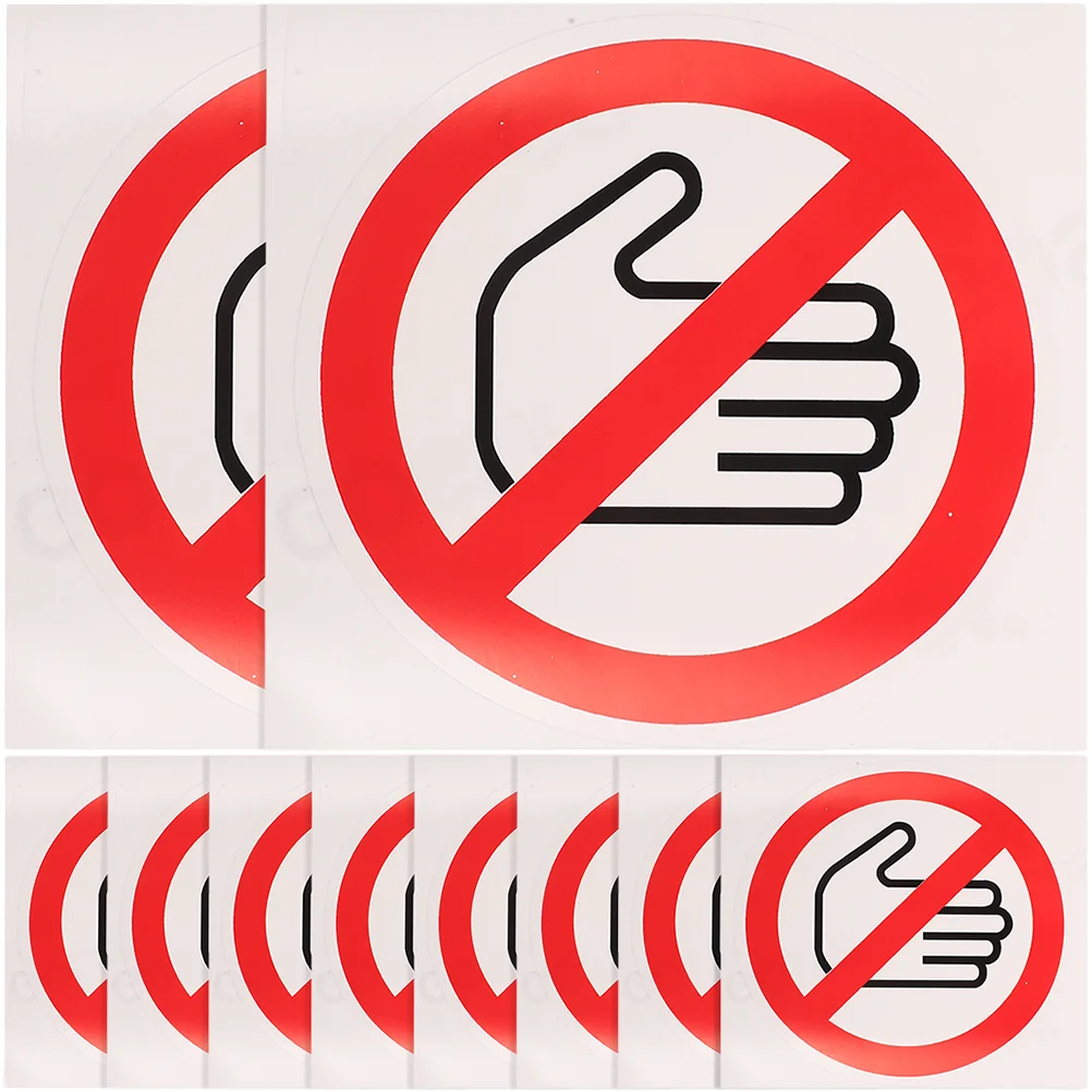 

10pcs Do Not Touch Stickers Round Warning Sign Vinyl Decals No Touch Sign Stickers