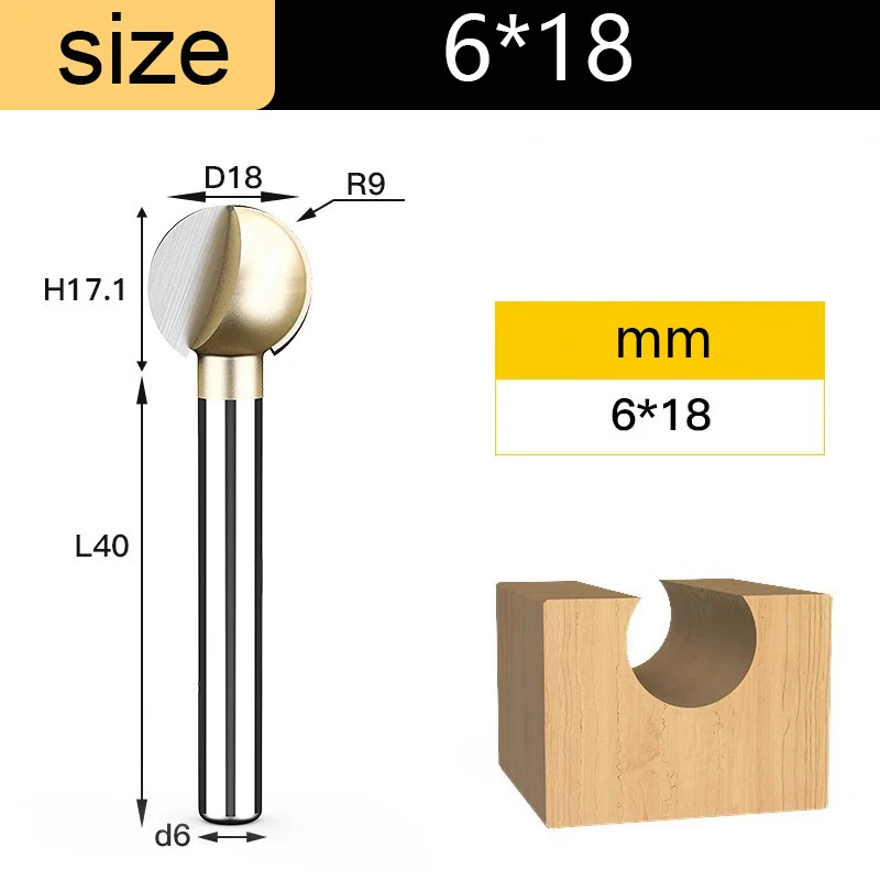 

Фреза TIDEWAY шариковая 3 мм 6 мм для дерева
