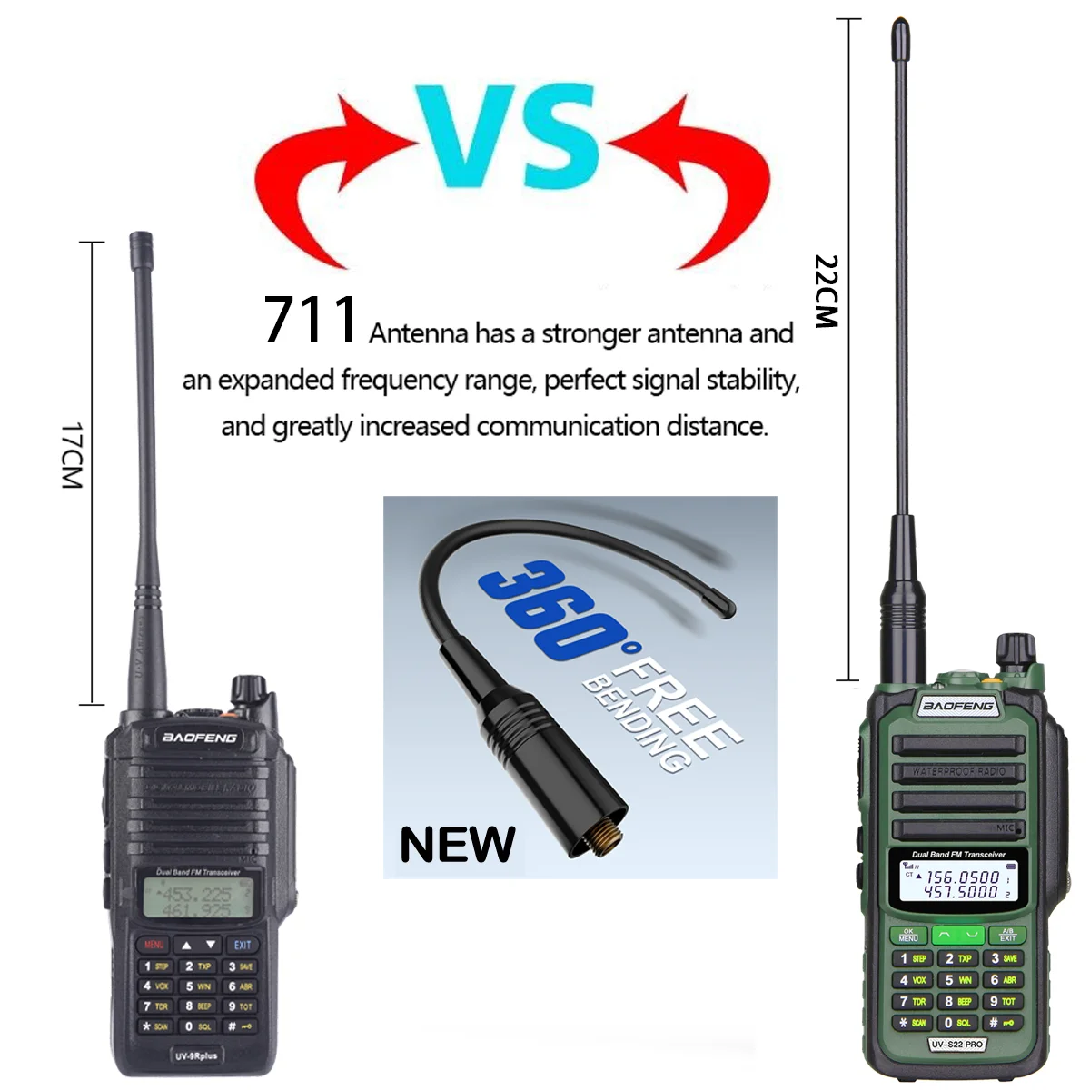 2PCS Baofeng UV S22 PRO V2 IP68 Waterproof Walkie Talkie 10W Two Way Radio UHF VHF Ham CB Radio Upgraded UV9R PRO Long Range