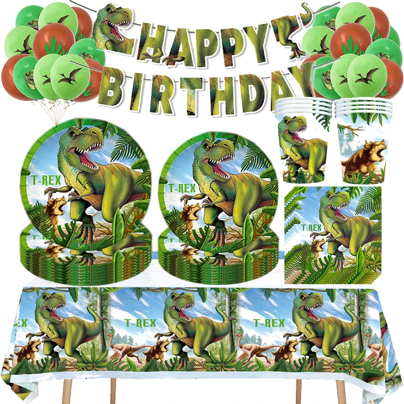 

Dinosaur Disposable Tableware Set Dinosaur Theme Birthday Party Decoration Favor Jungle Safari Plate Cup Boy Baby Shower Supplie
